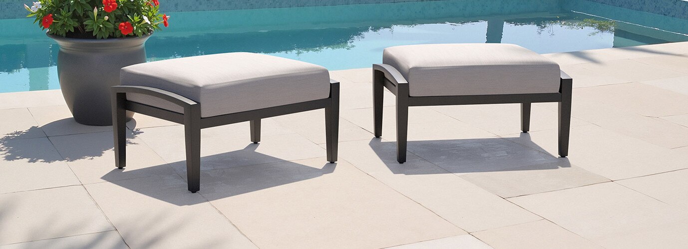 Venetia™ 2 Piece Sunbrella® Outdoor Club Ottomans - Gray