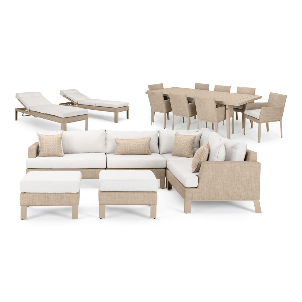 Portofino® Sling 17 Piece Sunbrella Outdoor Sectional Estate Set - Beige Fennel