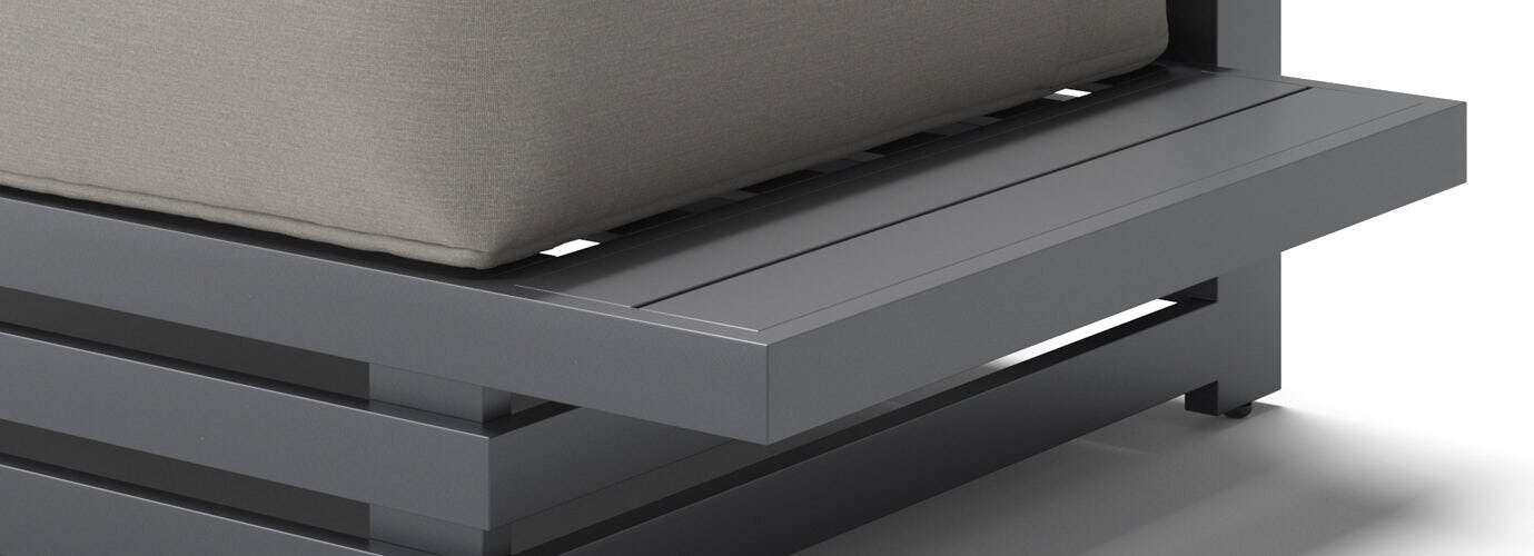 Avondale Outdoor Left Hand Loveseat with Table Attachment and Rectangle Coffee Table - Thumbnail 3