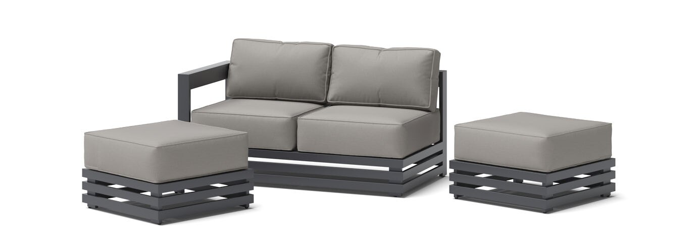 Avondale Outdoor Right Hand Loveseat and Patio Ottomans