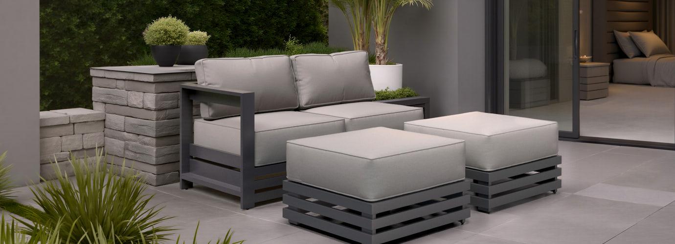 Avondale Outdoor Right Hand Loveseat and Patio Ottomans - Thumbnail 2