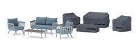 Vera™ 4 Piece Sunbrella® Outdoor Seating & Storage Cover Set - Newport Blue