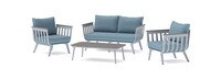 Vera™ 4 Piece Sunbrella® Outdoor Seating & Storage Cover Set - Newport Blue