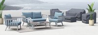 Vera™ 4 Piece Sunbrella® Outdoor Seating & Storage Cover Set - Newport Blue