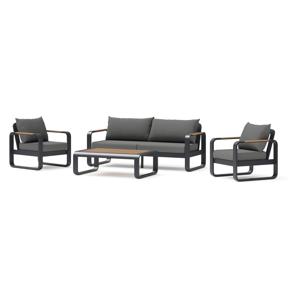 Andes 4 Piece Sunbrella® Outdoor Patio Seating Set - Canvas Charcoal