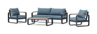 Andes 4 Piece Sunbrella® Outdoor Patio Seating Set - Canvas Denim