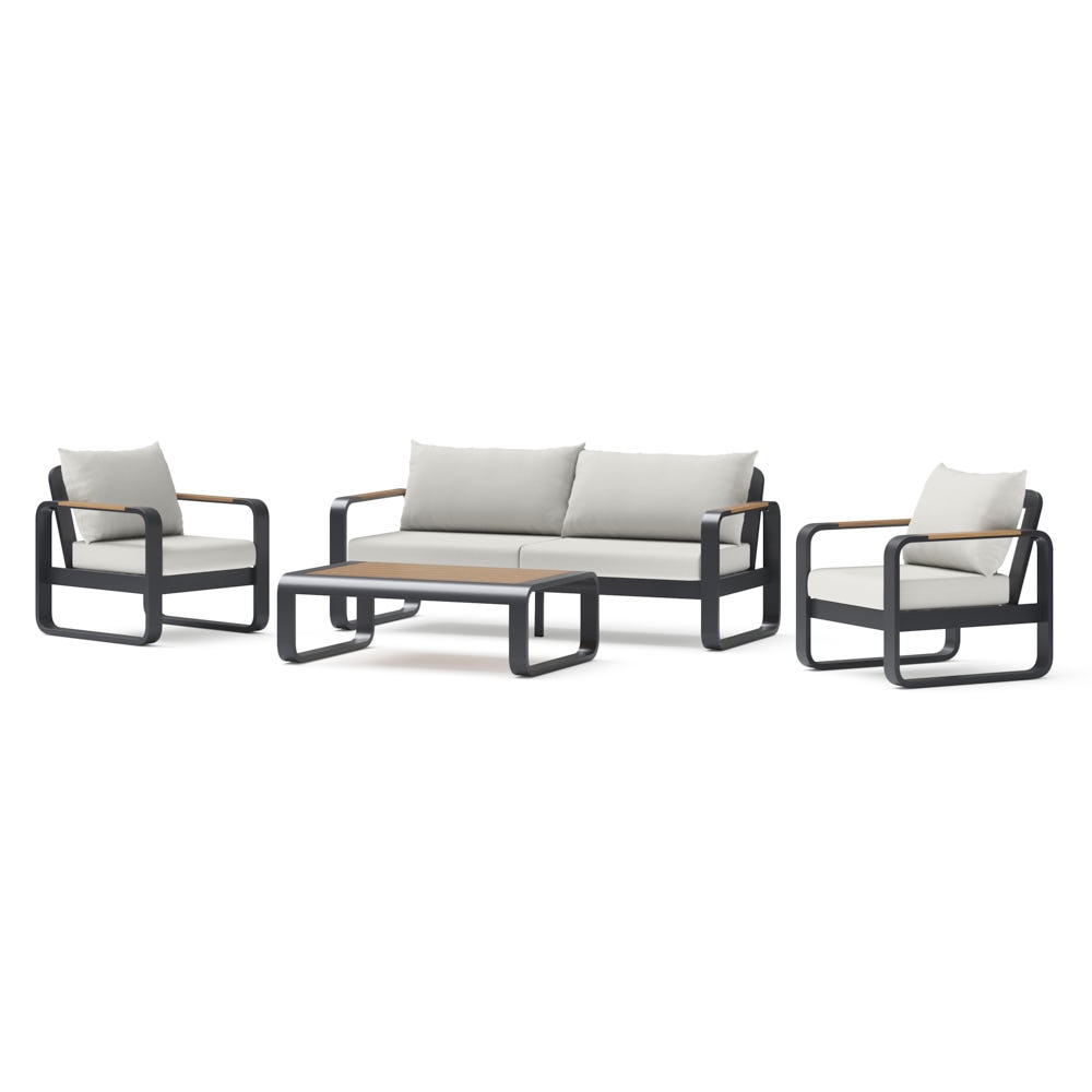 Andes 4 Piece Sunbrella® Outdoor Patio Seating Set - Bliss Linen