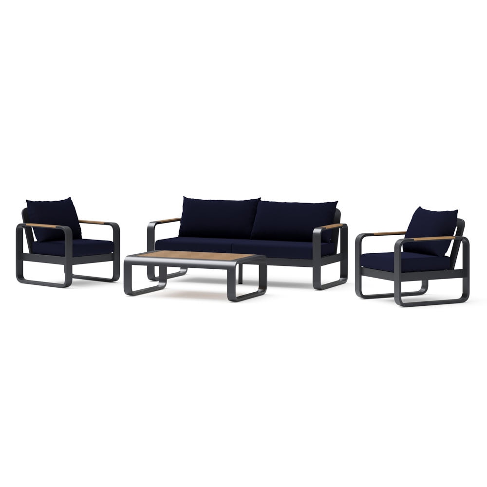 Andes 4 Piece Sunbrella® Outdoor Patio Seating Set - Canvas Navy