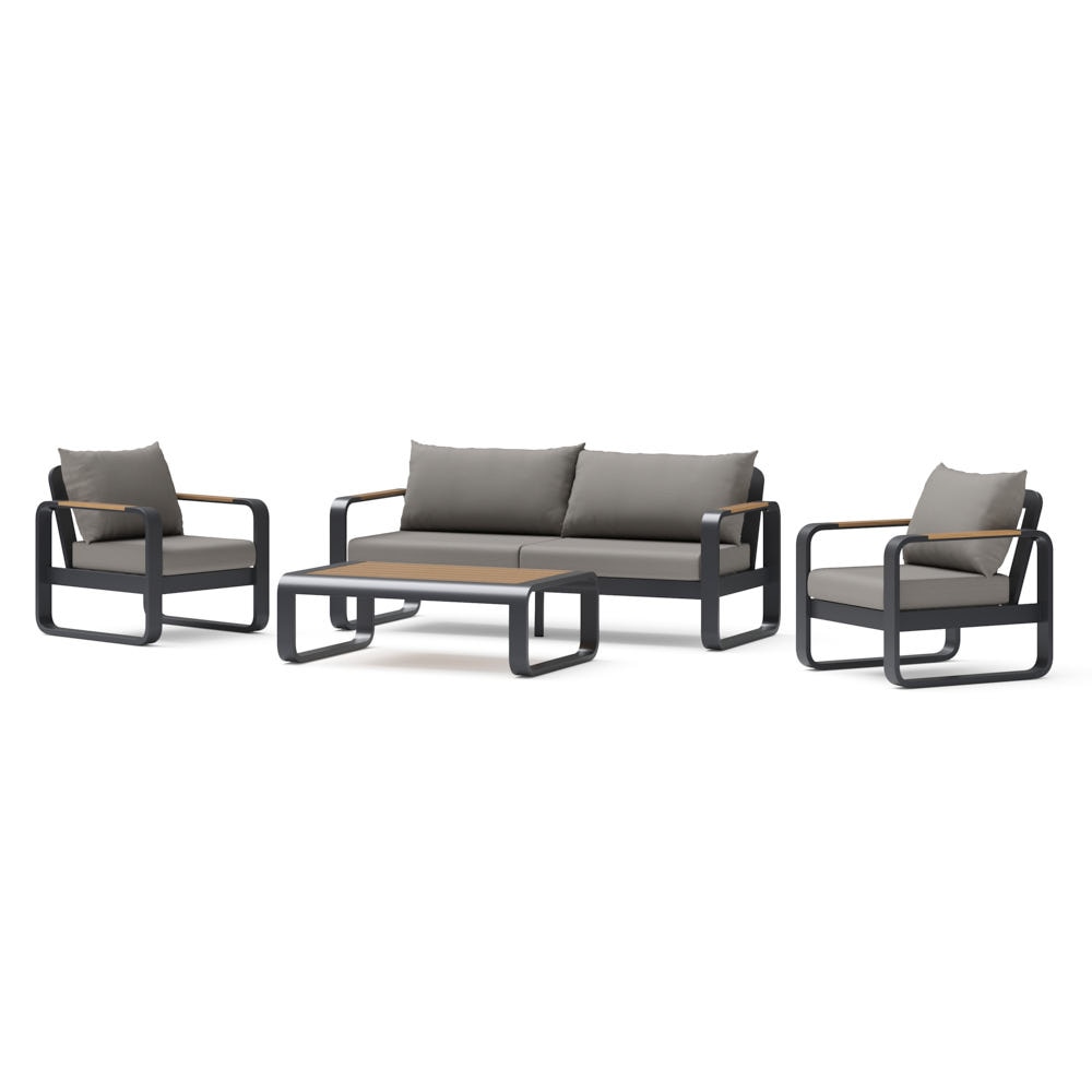 Andes 4 Piece Outdoor Patio Seating Set - Olefin Charcoal