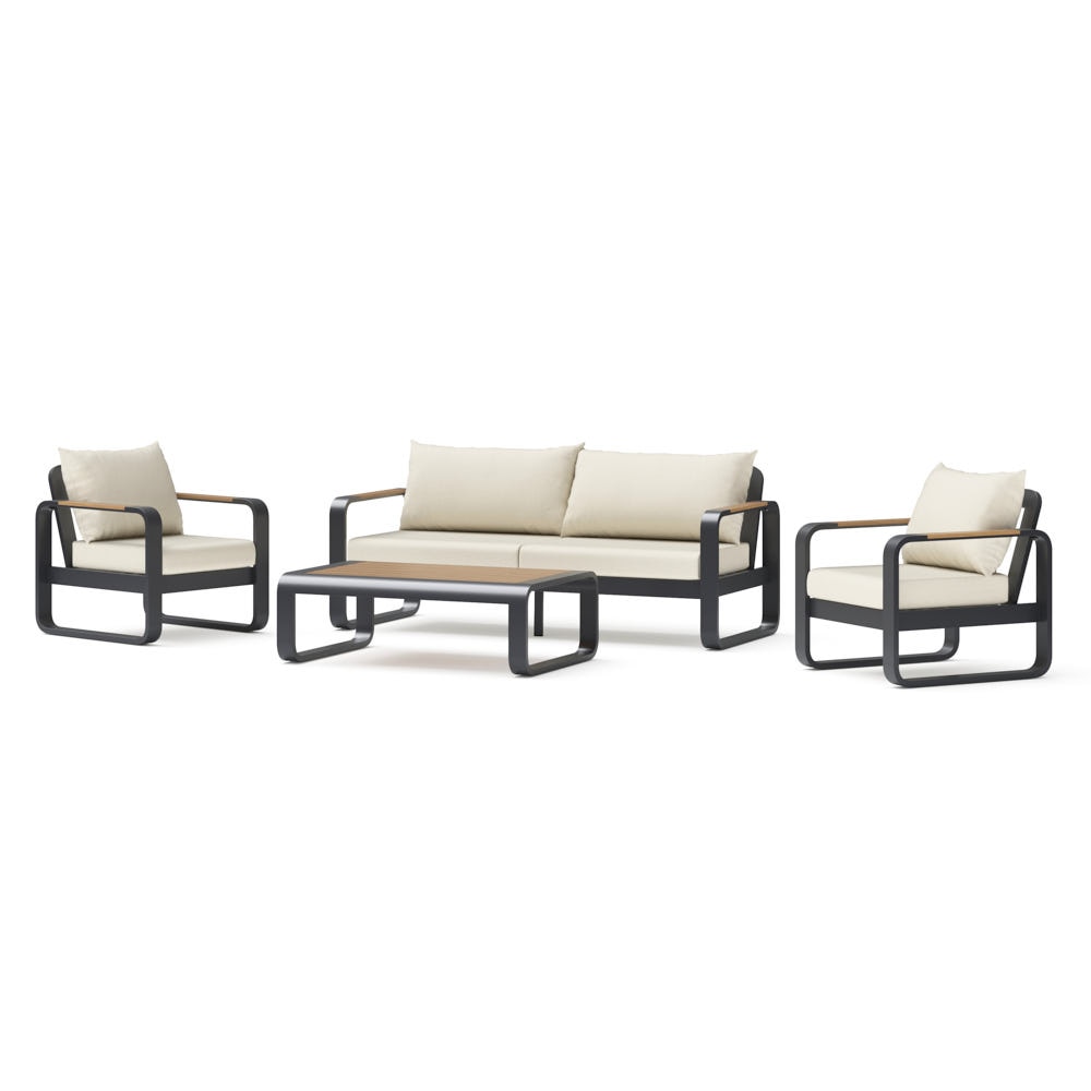 Andes 4 Piece Outdoor Patio Seating Set - Olefin Linen