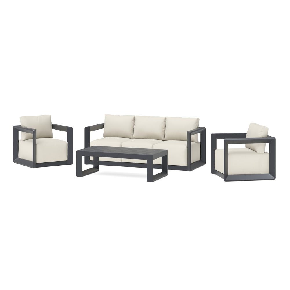 Levia 4 Piece Outdoor Patio Seating Set - Linen White