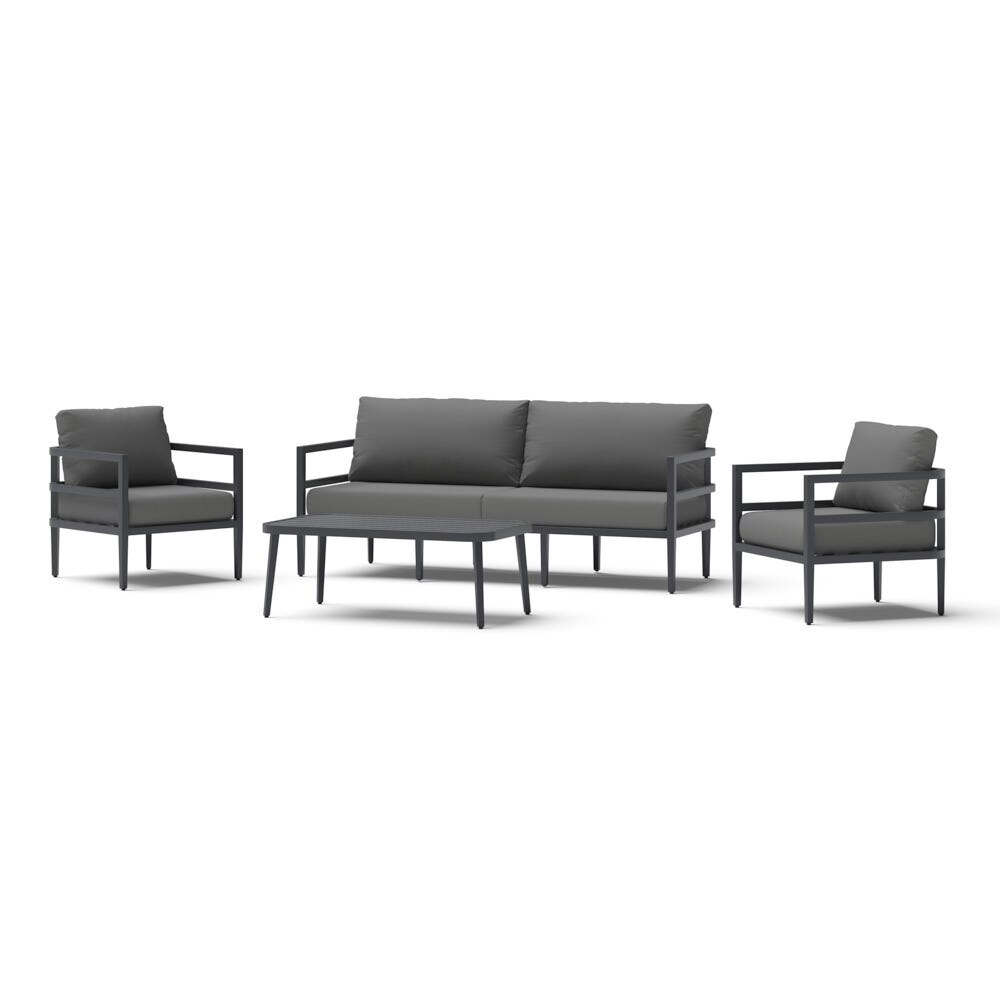 Morelia 4 Piece Sunbrella® Outdoor Patio Seating Set - Canvas Charcoal