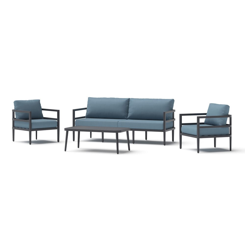 Morelia 4 Piece Sunbrella® Outdoor Patio Seating Set - Canvas Denim