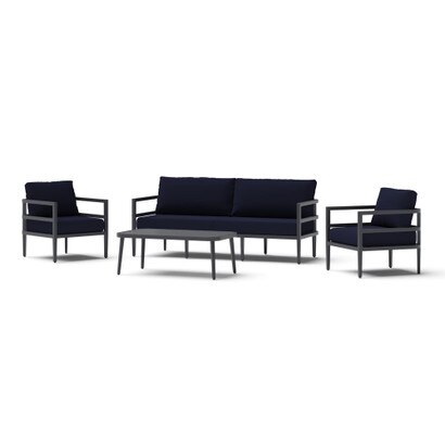 Morelia 4 Piece Sunbrella® Outdoor Patio Seating Set - Canvas Navy
