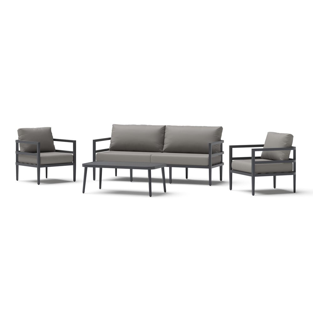 Morelia 4 Piece Outdoor Patio Seating Set - Olefin Charcoal