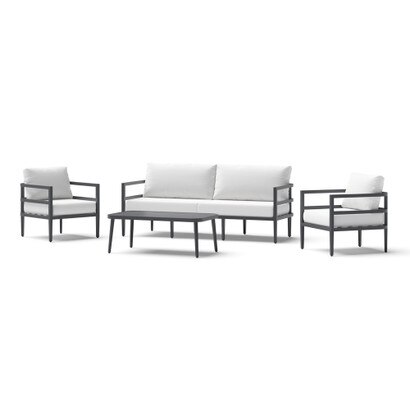 Morelia 4 Piece Sunbrella® Outdoor Patio Seating Set - Canvas White