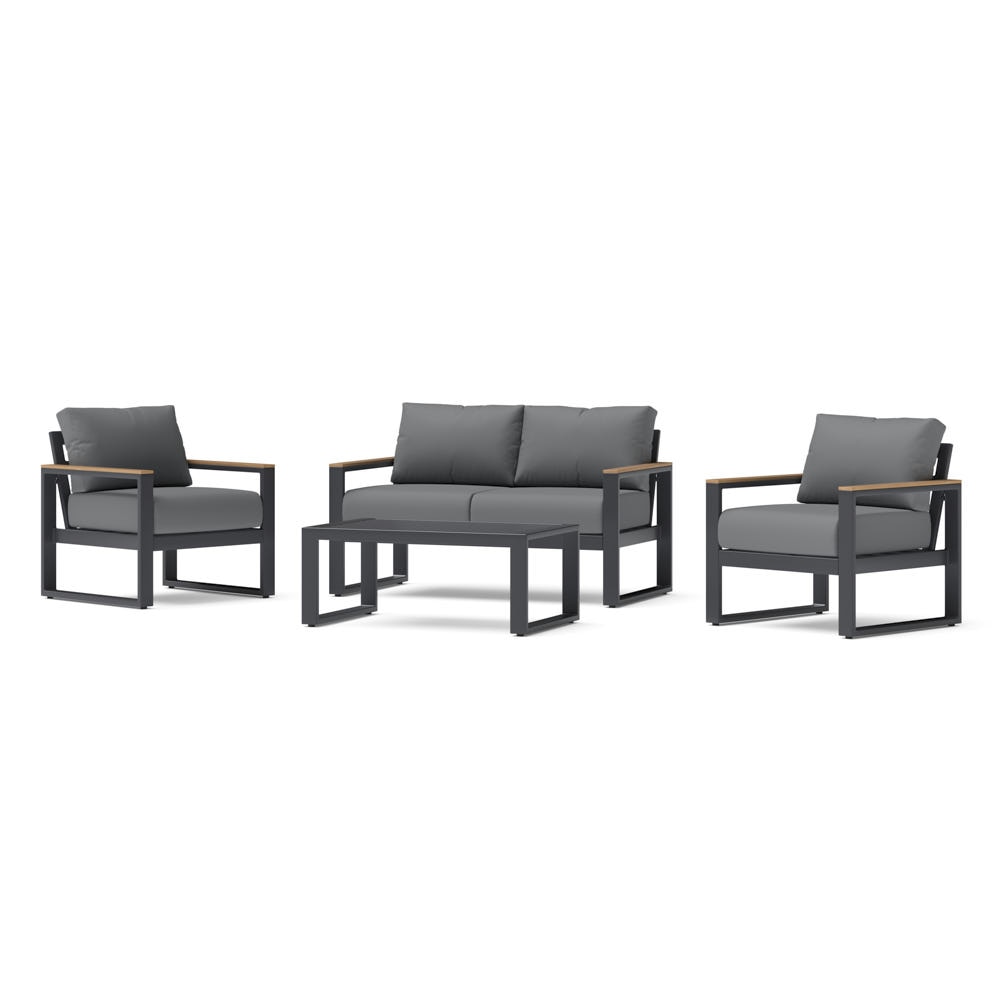 Sierra 4 Piece Outdoor Patio Seating Set - Canvas Charcoal