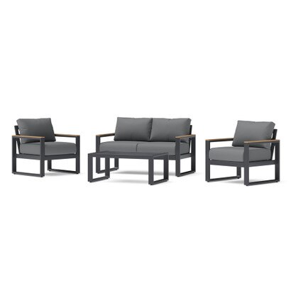 Sierra 4 Piece Outdoor Patio Seating Set - Canvas Charcoal