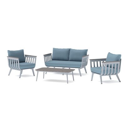 Vera™ 4 Piece Sunbrella® Outdoor Seating Set - Newport Blue