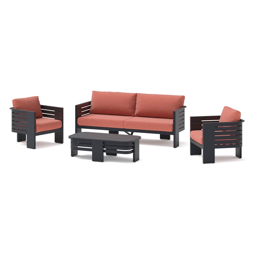 Pluma 4 Piece Sunbrella® Outdoor Patio Seating Set - Play Adobe