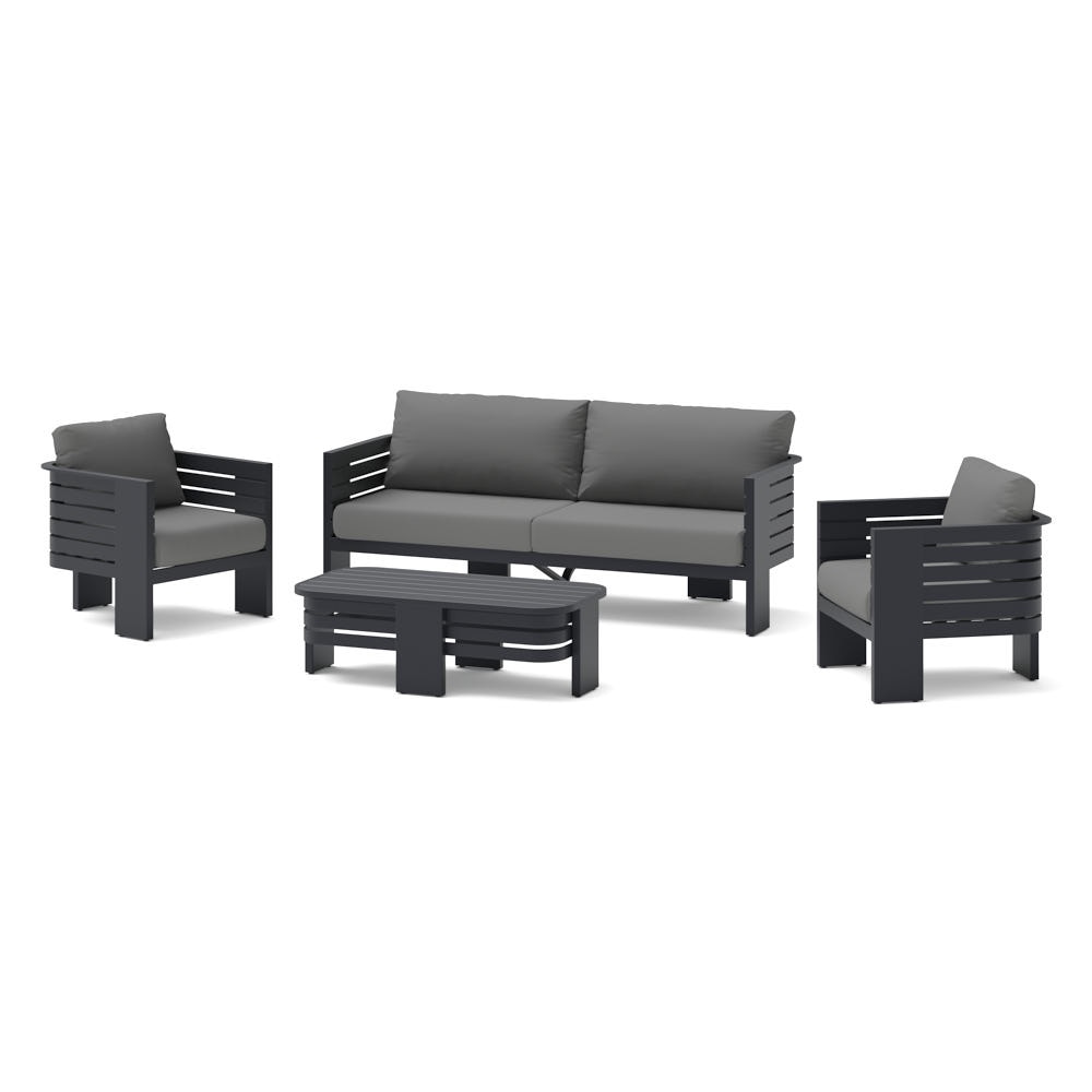 Pluma 4 Piece Sunbrella® Outdoor Patio Seating Set - Canvas Charcoal