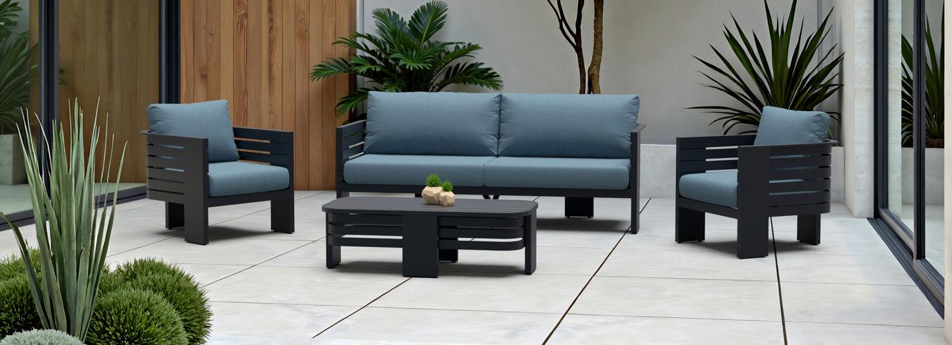 Pluma 4 Piece Outdoor Patio Seating Set - Thumbnail 5