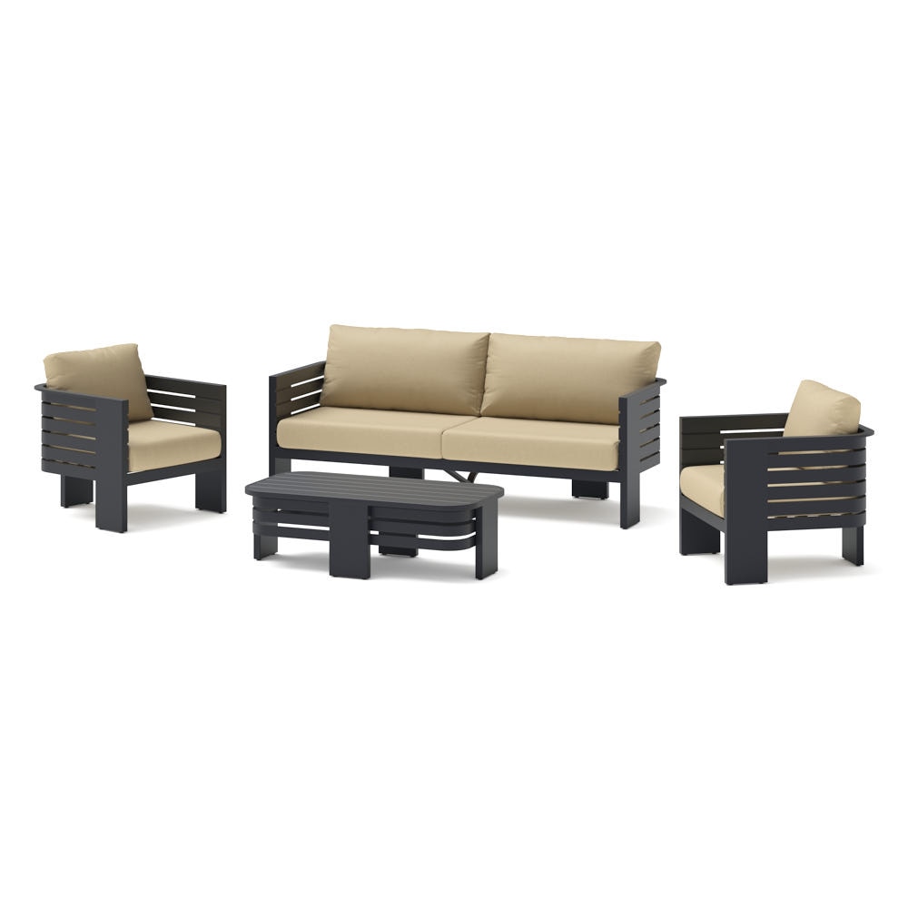 Pluma 4 Piece Sunbrella® Outdoor Patio Seating Set - Canvas Beige
