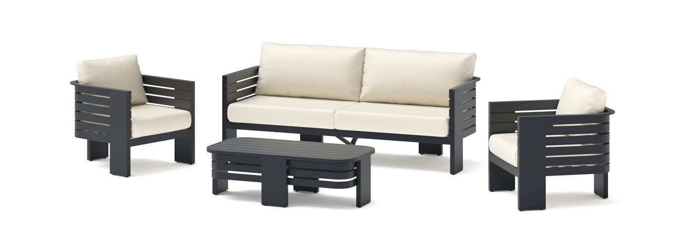 Pluma 4 Piece Outdoor Patio Seating Set - Thumbnail 4