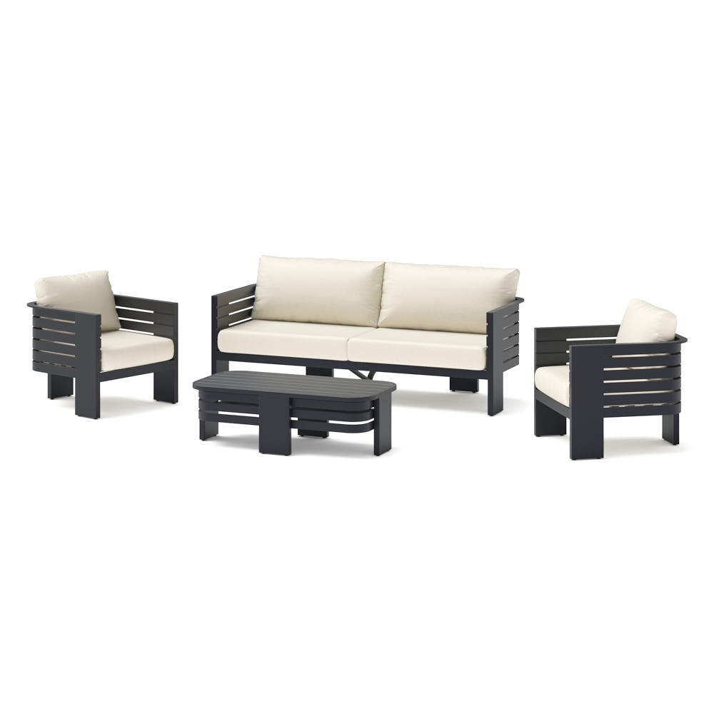Pluma 4 Piece Outdoor Patio Seating Set - Olefin Linen