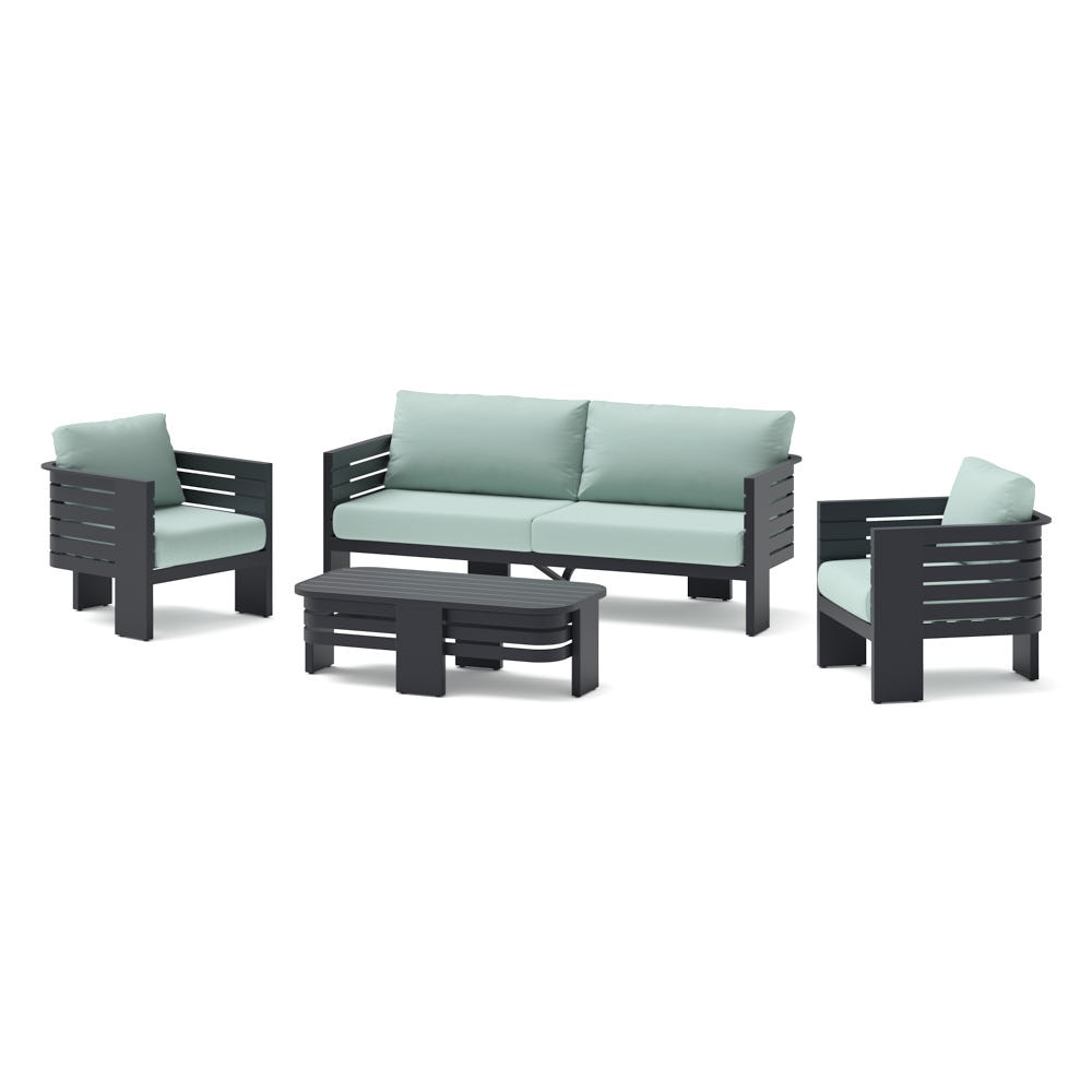 Pluma 4 Piece Sunbrella® Outdoor Patio Seating Set - Canvas Spa