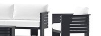 Pluma 4 Piece Sunbrella® Outdoor Patio Seating Set with Aluminum Slat Coffee Table - Canvas White