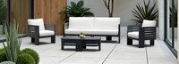Pluma 4 Piece Sunbrella® Outdoor Patio Seating Set with Aluminum Slat Coffee Table - Canvas White