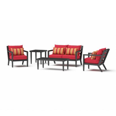 Thelix™ 5 Piece Sunbrella® Outdoor Seating Set - Sunset Red