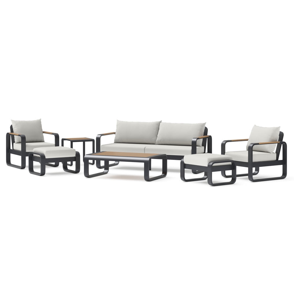 Andes 7 Piece Sunbrella® Outdoor Patio Seating Set  - Bliss Linen