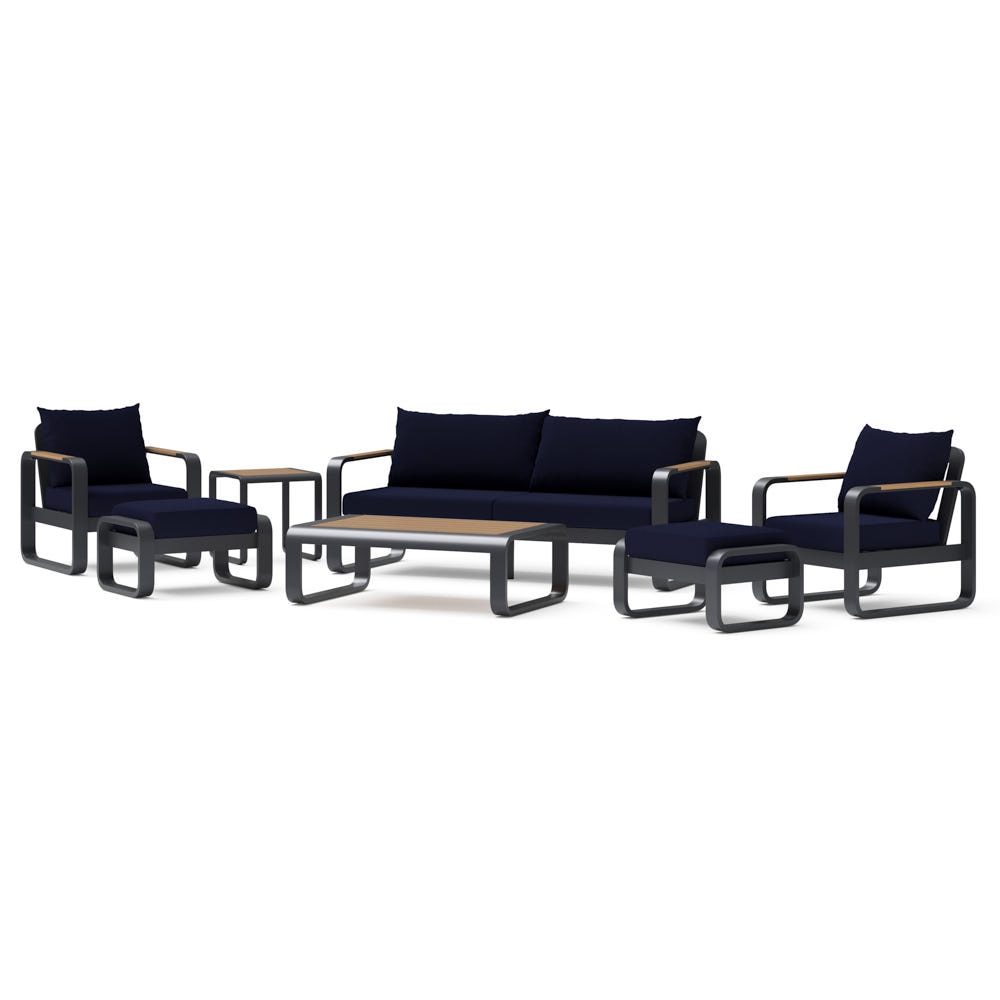Andes 7 Piece Sunbrella® Outdoor Patio Seating Set  - Canvas Navy