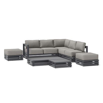Avondale Outdoor 7 Piece Sectional Seating Set - Olefin Charcoal
