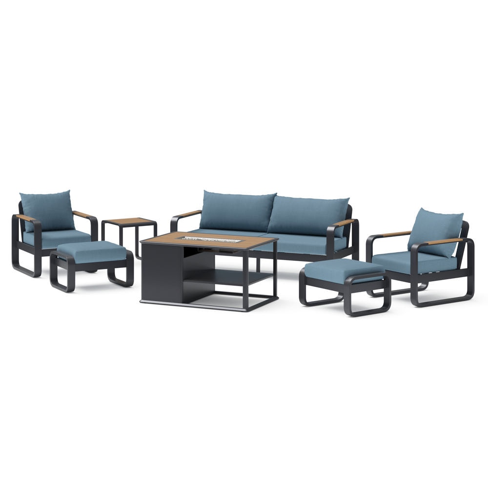 Andes 7 Piece Outdoor Patio Fire Seating Set