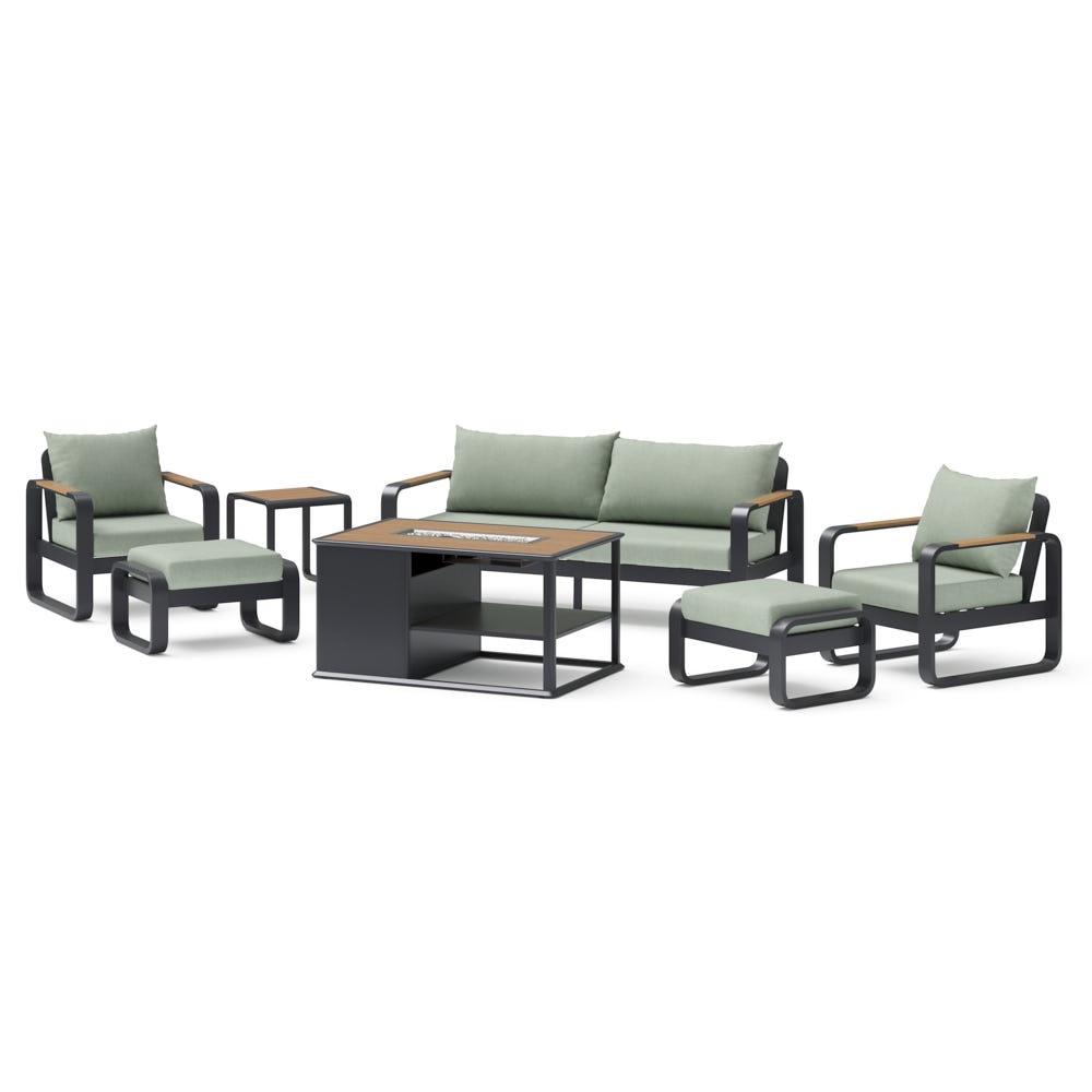 Andes 7 Piece Sunbrella® Outdoor Patio Fire Seating Set - Canvas Oasis