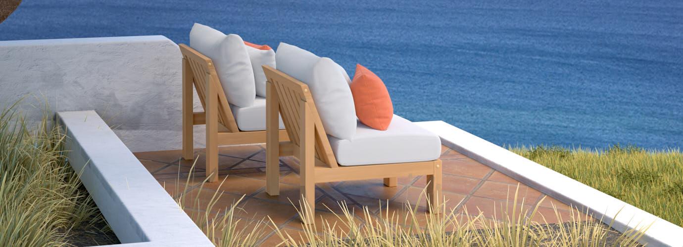 Benson Set of 2 Outdoor Armless Chairs - Thumbnail 2