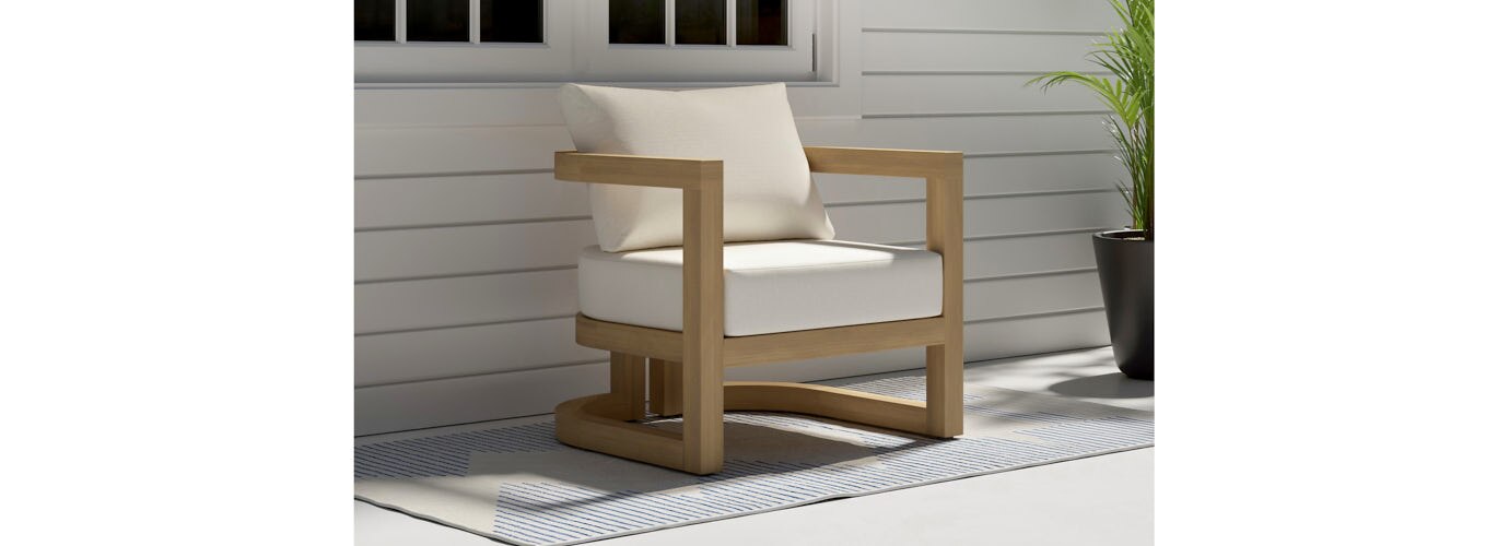 Sarpa Acacia Wood Outdoor Patio Club Chair - Thumbnail 4