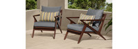 Vaughn™ Set of 2 Sunbrella® Outdoor Club Chairs - Charcoal Gray