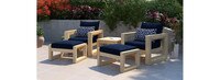 Benson™ 5 Piece Sunbrella® Outdoor Club Chair & Ottoman Set - Navy Blue