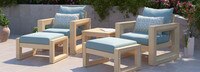 Benson™ 5 Piece Club Chair & Ottoman Set - Spa Blue
