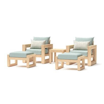 Benson™ 5 Piece Club Chair & Ottoman Set - Spa Blue