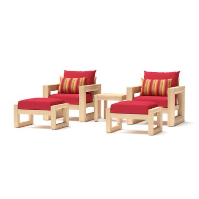 Benson™ 5 Piece Club Chair & Ottoman Set - Sunset Red