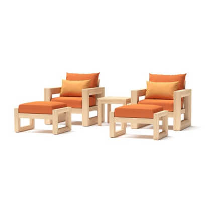 Benson™ 5 Piece Club Chair & Ottoman Set - Tikka Orange