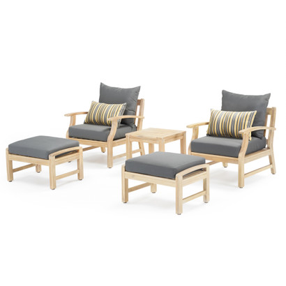 Kooper™ 5 Piece Sunbrella® Outdoor Club Chair & Ottoman Set - Charcoal Gray