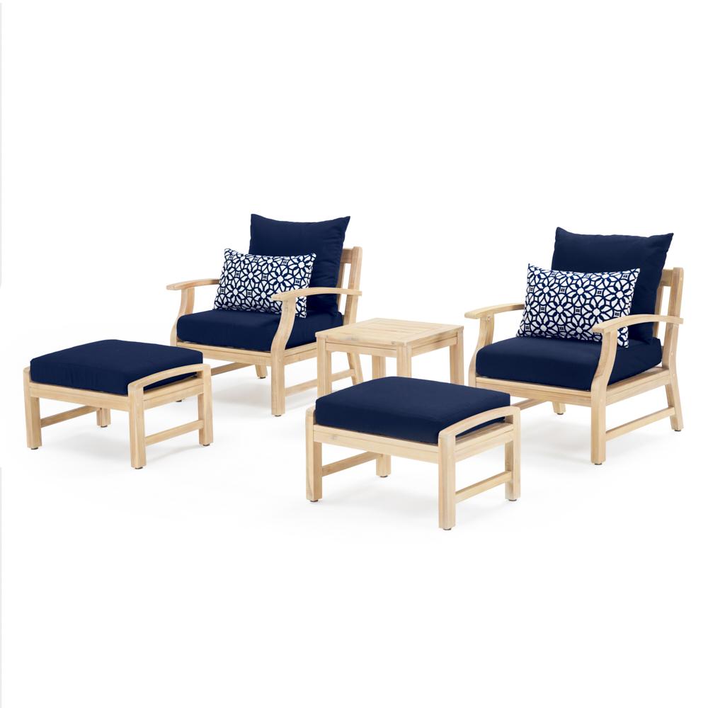 Kooper™ 5 Piece Sunbrella® Outdoor Club Chair & Ottoman Set - Navy Blue