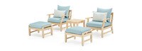 Kooper™ 5 Piece Sunbrella® Outdoor Club Chair & Ottoman Set - Spa Blue