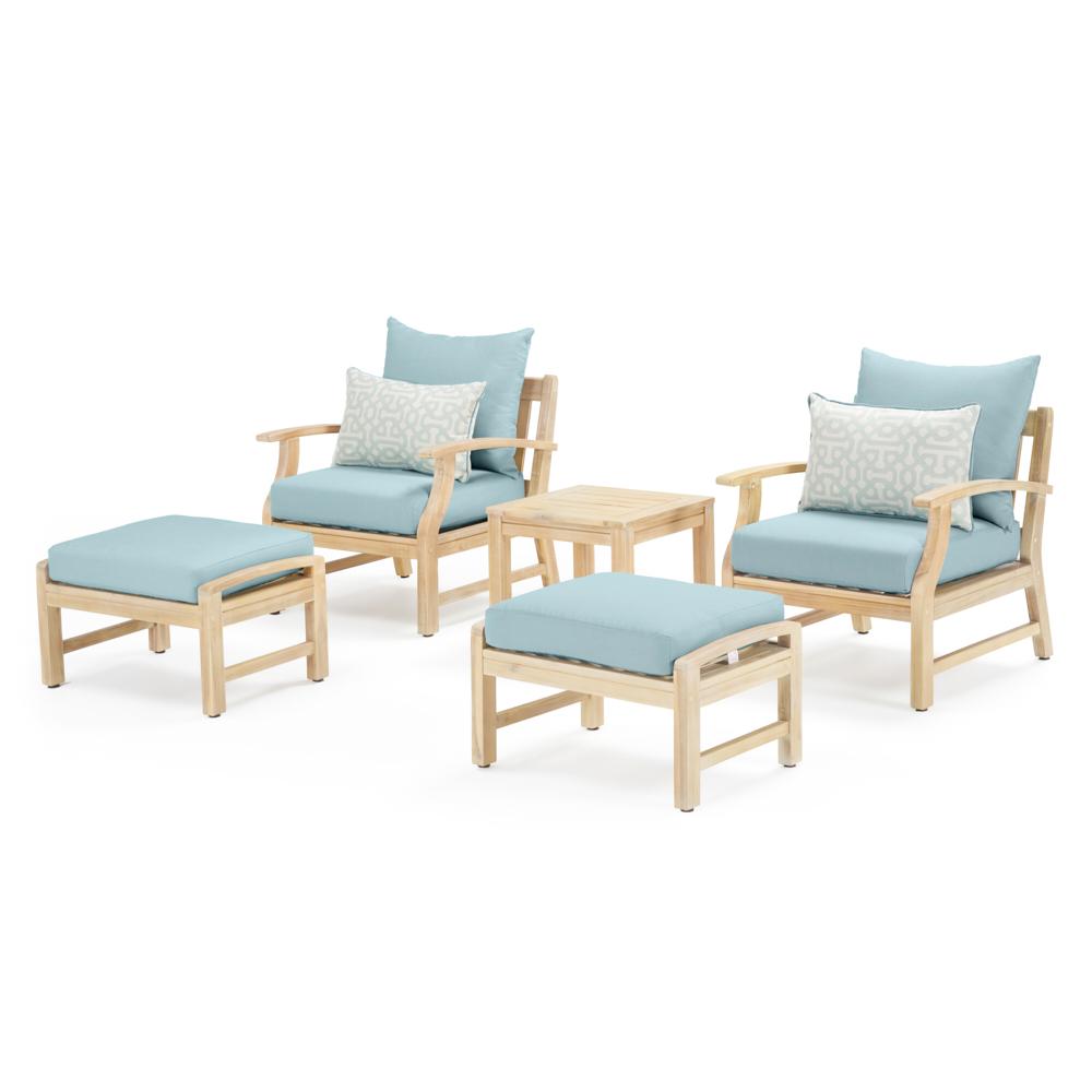 Kooper™ 5 Piece Sunbrella® Outdoor Club Chair & Ottoman Set - Spa Blue